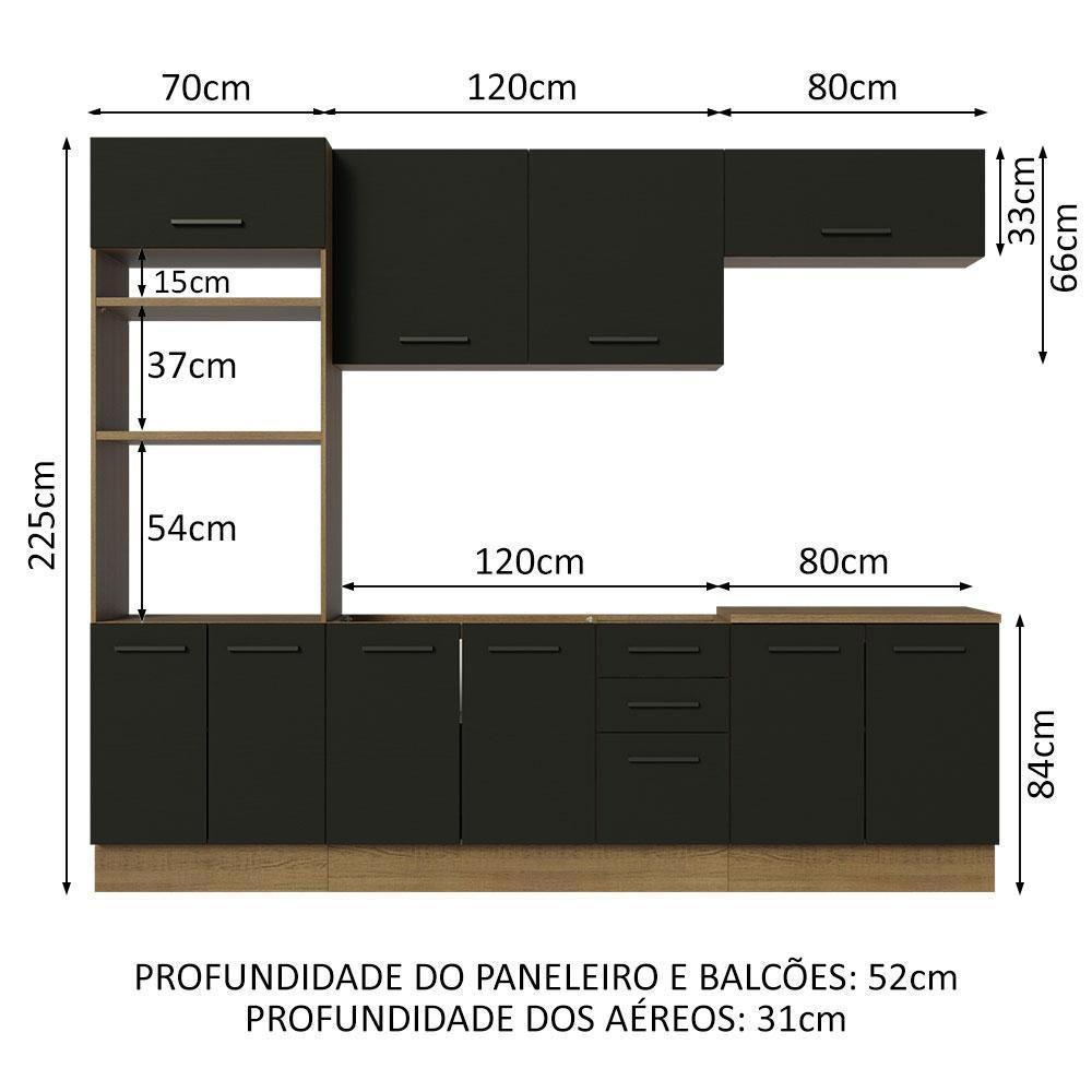 Cozinha Completa 270001 Com Armário E Balcão Rustic/Preto - 9