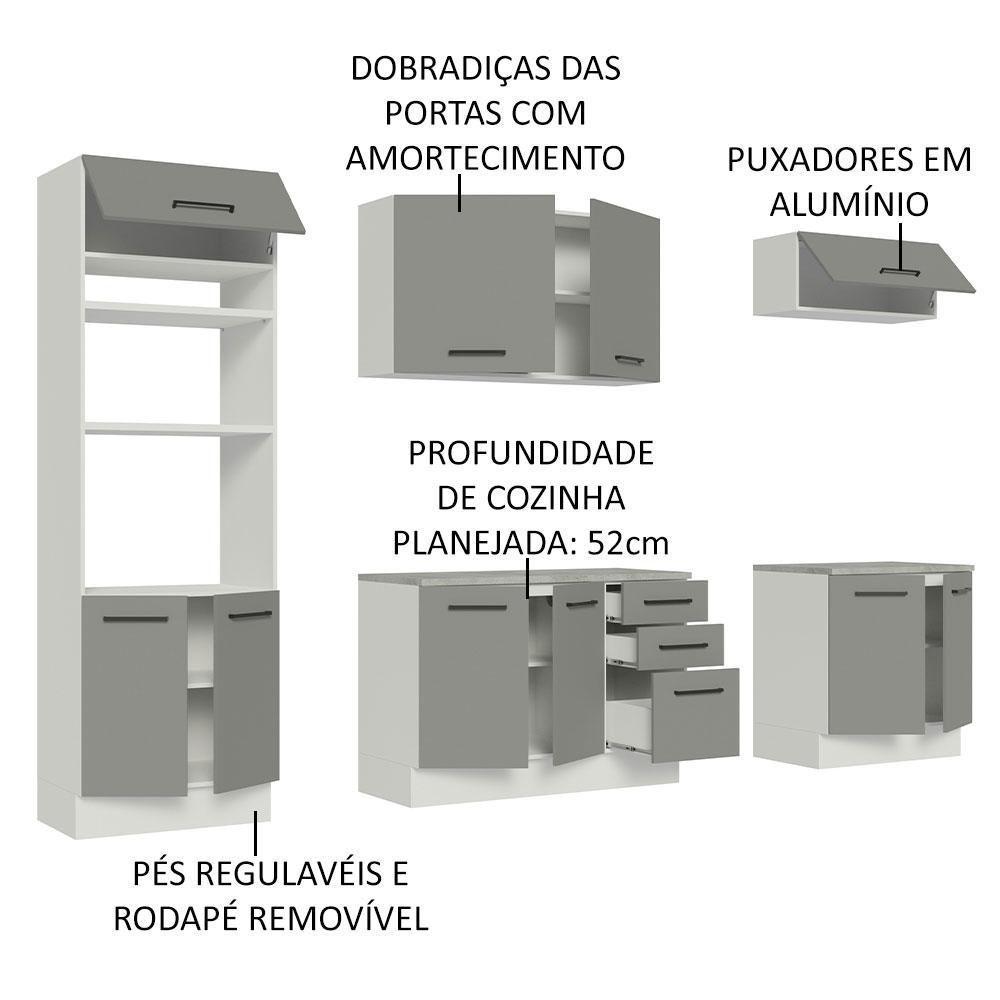 Cozinha Completa 270002 Com Armário E Balcão Branco/Cinza - 8