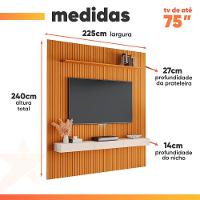 Painel Para Tv Até 75 Polegadas 2,25x2,40m Ripado Com Nicho Arbo Cedro/off White Edn Nature - 3