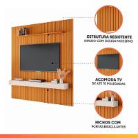 Painel Para Tv Até 75 Polegadas 2,25x2,40m Ripado Com Nicho Arbo Cedro/off White Edn Nature