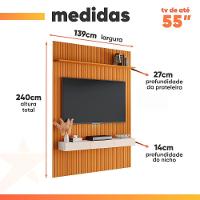 Painel Para Tv Até 55 Polegadas 1,35x2,40m Ripado Com Nicho Arbo Cedro/off White Edn Nature - 3