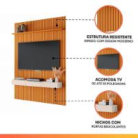 Painel Para Tv Até 55 Polegadas 1,35x2,40m Ripado Com Nicho Arbo Cedro/off White Edn Nature