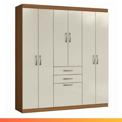 Guarda Roupa Casal Lisboa 7 Portas Bater 2 Gavetas MDP Corrediças Telescópicas