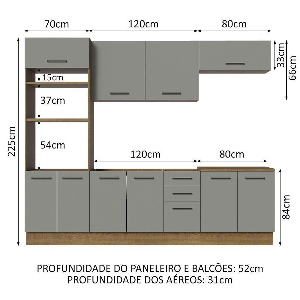 Cozinha Completa 270001 Com Armário E Balcão Rustic/Cinza - 9