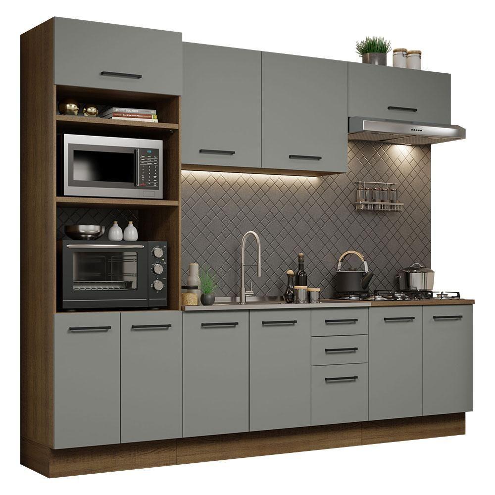 Cozinha Completa 270001 Com Armário E Balcão Rustic/Cinza - 10