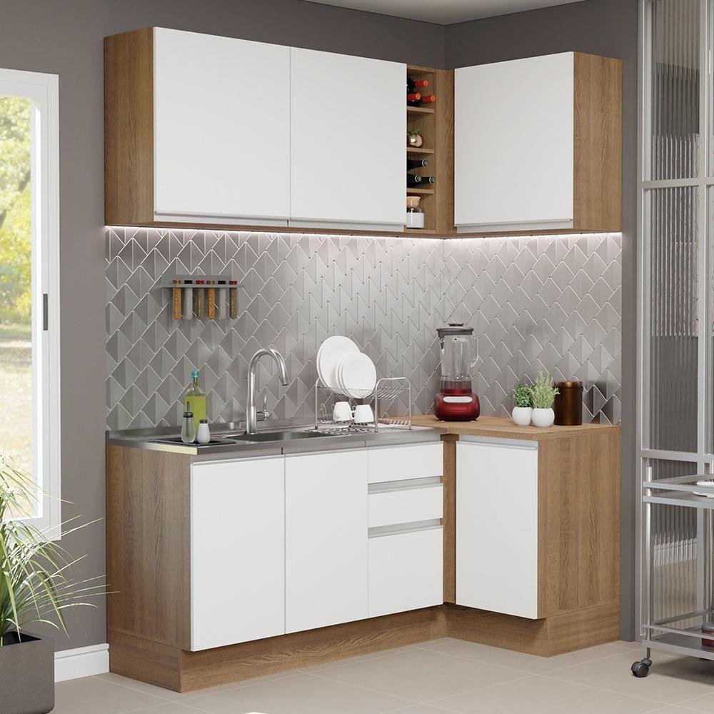 Cozinha Completa 269001 Com Armário E Balcão Rustic/Branco - 1
