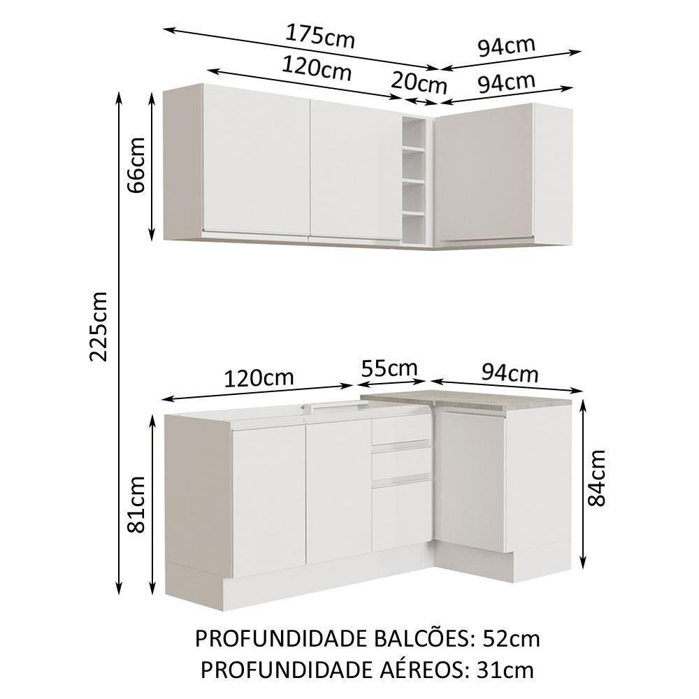 Cozinha Completa 269001 Com Armário E Balcão Branco Branco - 9