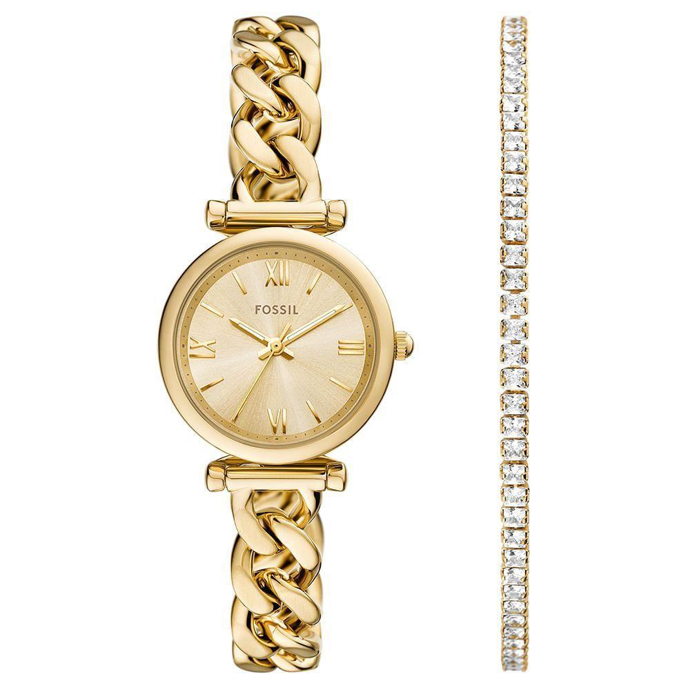 Relógio Fossil Feminino Carlie Dourado - Es5387set/1dn - 1
