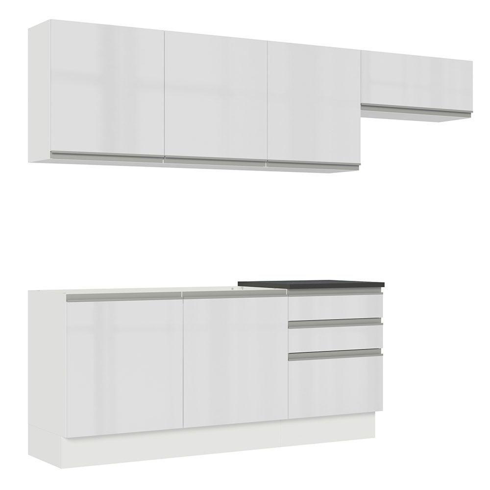 Cozinha Completa 260003 Com Armário E Balcão Branco Brilho - 2