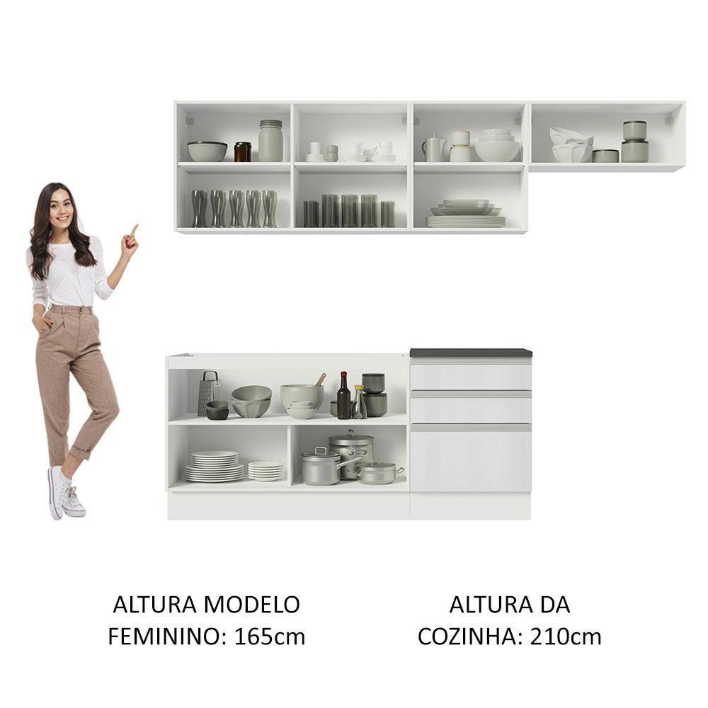 Cozinha Completa 260003 Com Armário E Balcão Branco Brilho - 7