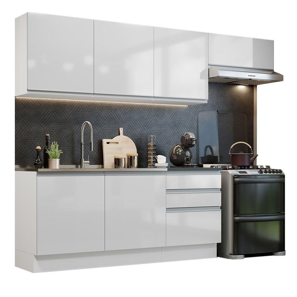 Cozinha Completa 260003 Com Armário E Balcão Branco Brilho - 10