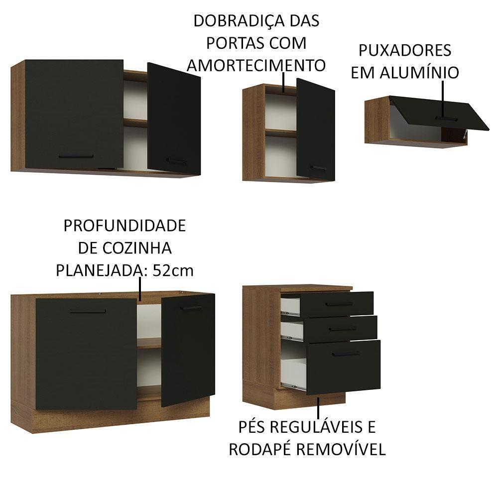 Cozinha Completa 260002 Com Armário E Balcão Rustic/Preto - 8