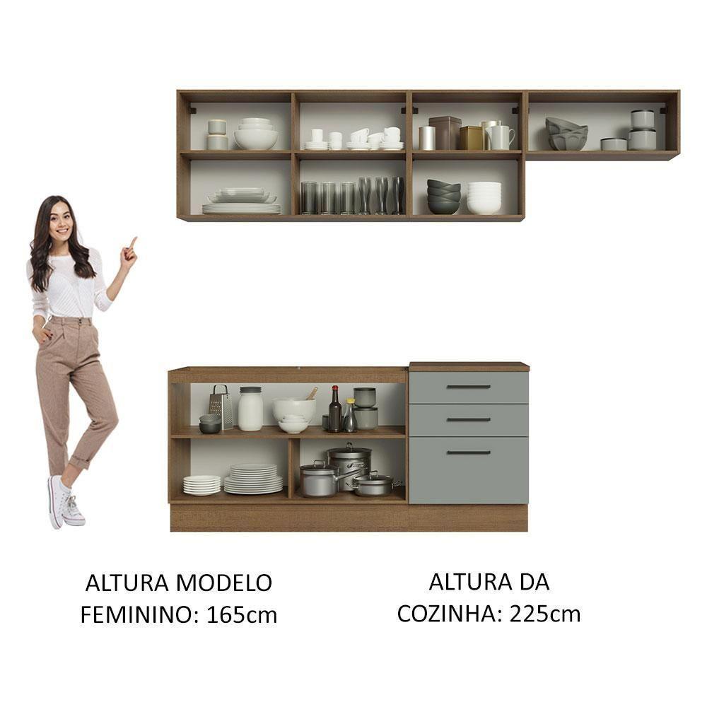 Cozinha Completa 260002 Com Armário E Balcão Rustic/Cinza - 7