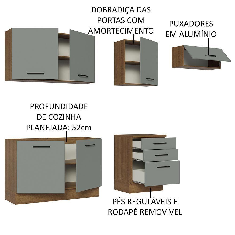 Cozinha Completa 260002 Com Armário E Balcão Rustic/Cinza - 8