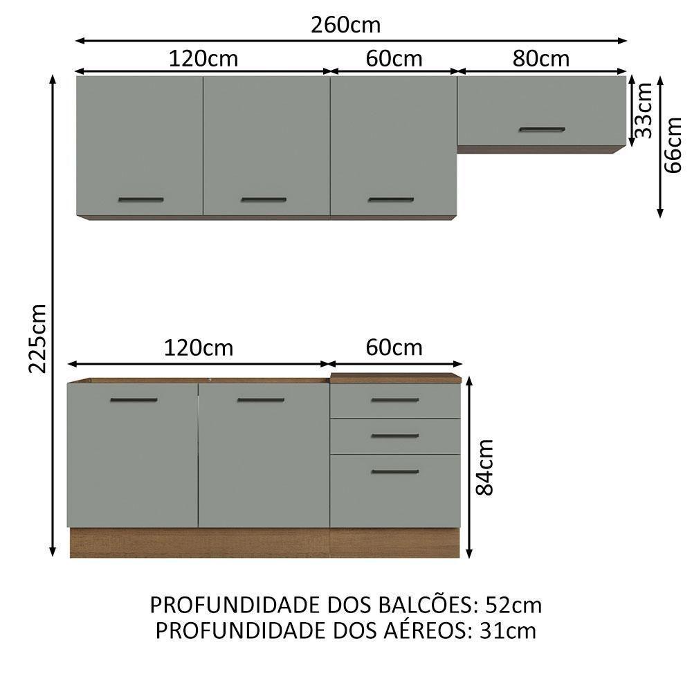 Cozinha Completa 260002 Com Armário E Balcão Rustic/Cinza - 9