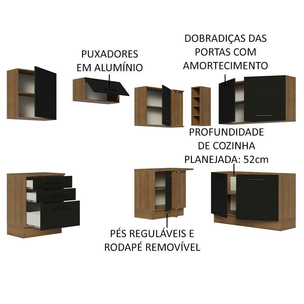 Cozinha Completa 399002 Com Armário E Balcão Rustic/Preto - 8