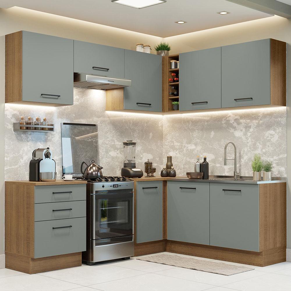 Cozinha Completa 399002 Com Armário E Balcão Rustic/Cinza - 1