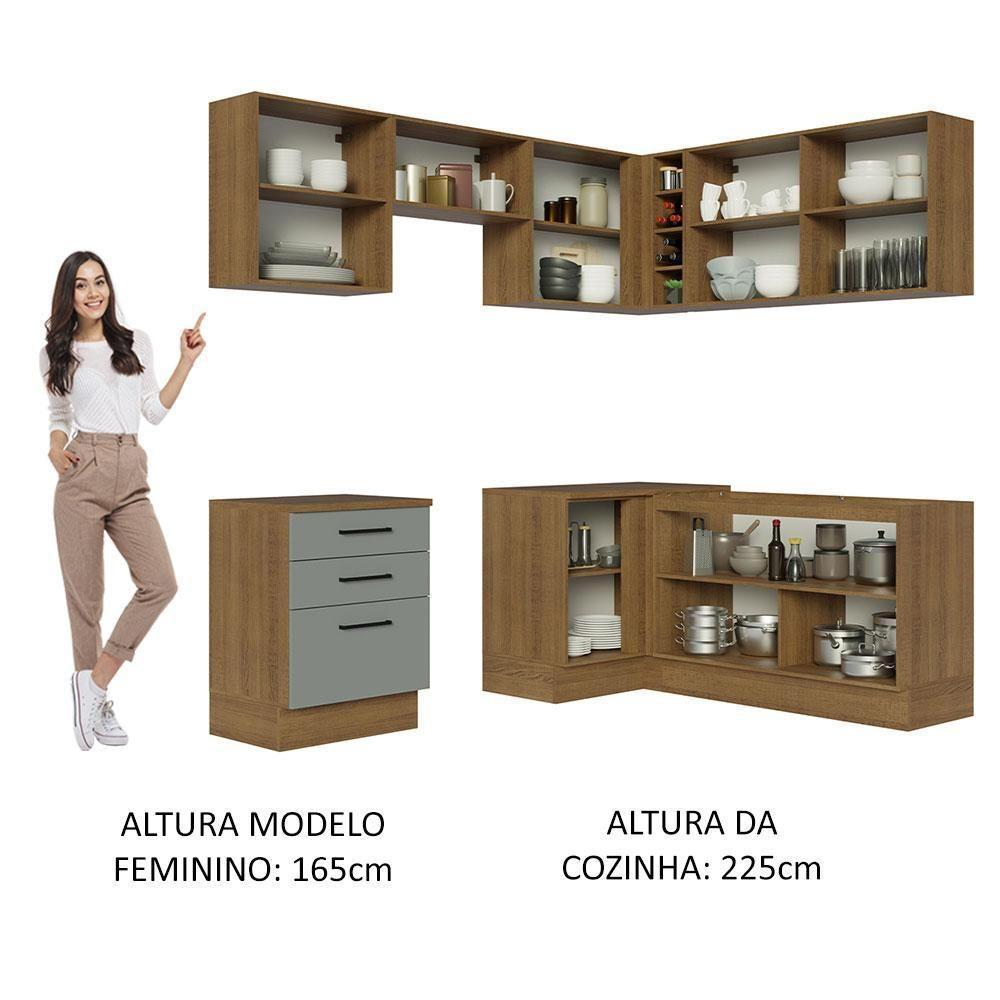 Cozinha Completa 399002 Com Armário E Balcão Rustic/Cinza - 2