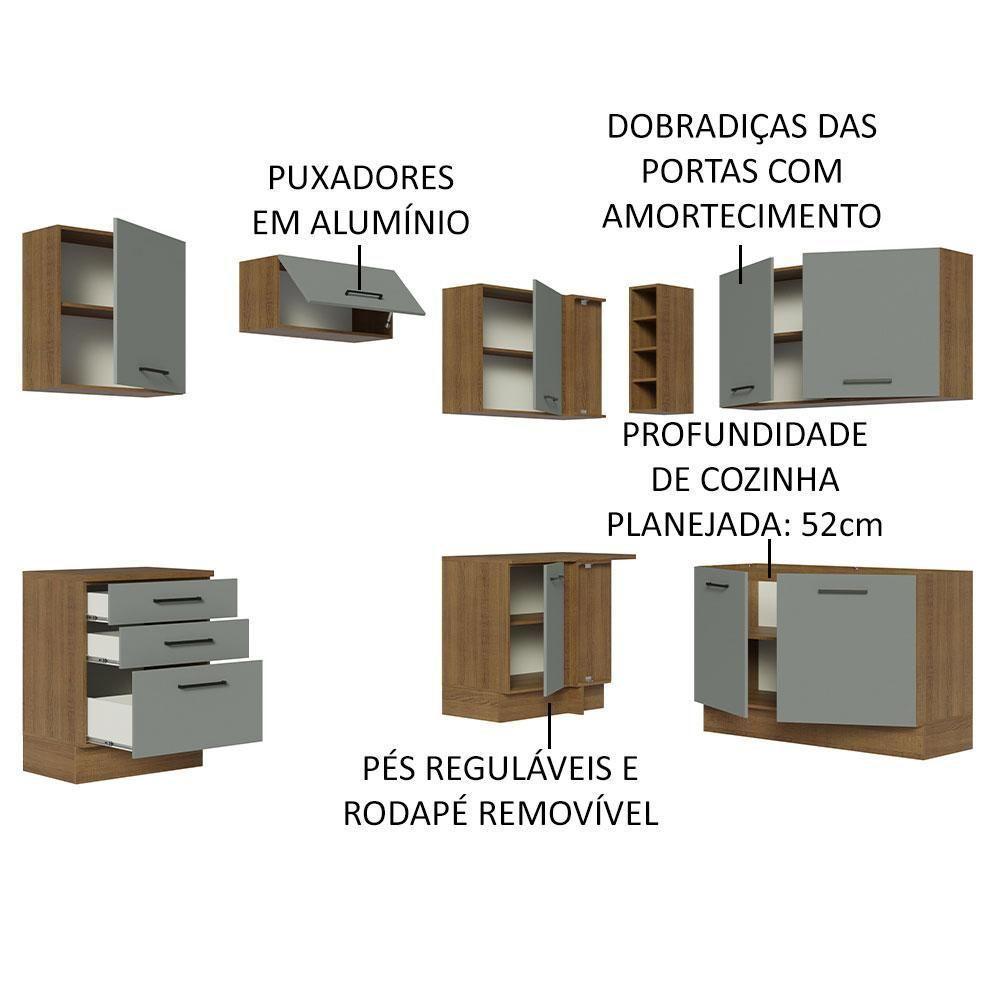 Cozinha Completa 399002 Com Armário E Balcão Rustic/Cinza - 3