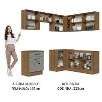Cozinha Completa 399002 Com Armário E Balcão Rustic/Cinza - 2