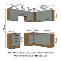 Cozinha Completa 399002 Com Armário E Balcão Rustic/Cinza