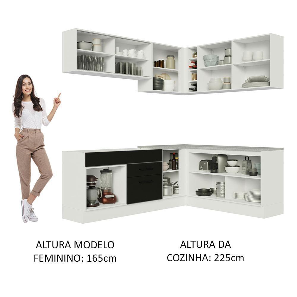 Cozinha Completa 389001 Com Armário E Balcão Branco/Preto - 7