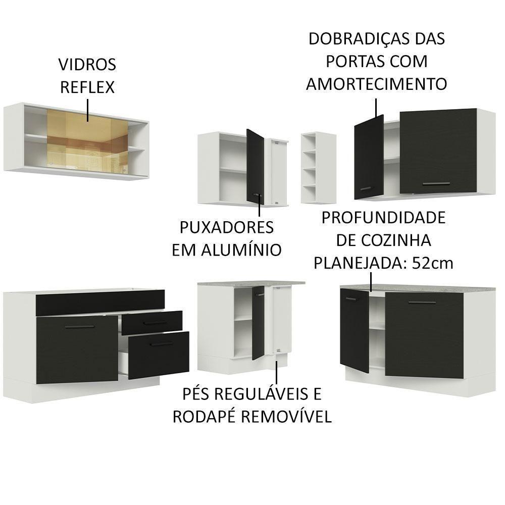 Cozinha Completa 389001 Com Armário E Balcão Branco/Preto - 8
