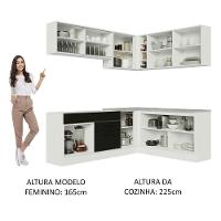 Cozinha Completa 389001 Com Armário E Balcão Branco/Preto - 7