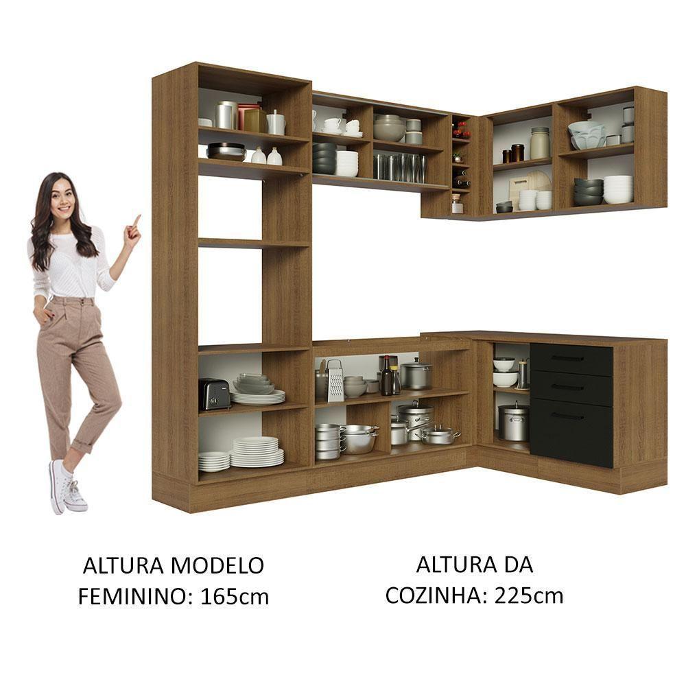 Cozinha Completa 399001 Com Armário E Balcão Rustic/Preto - 7
