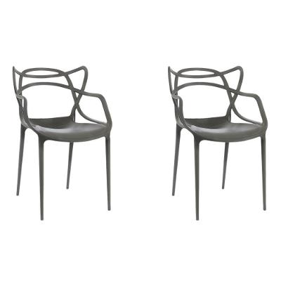 Kit 2 Cadeiras De Design Allegra Interior E Exterior - Cinza Cinza