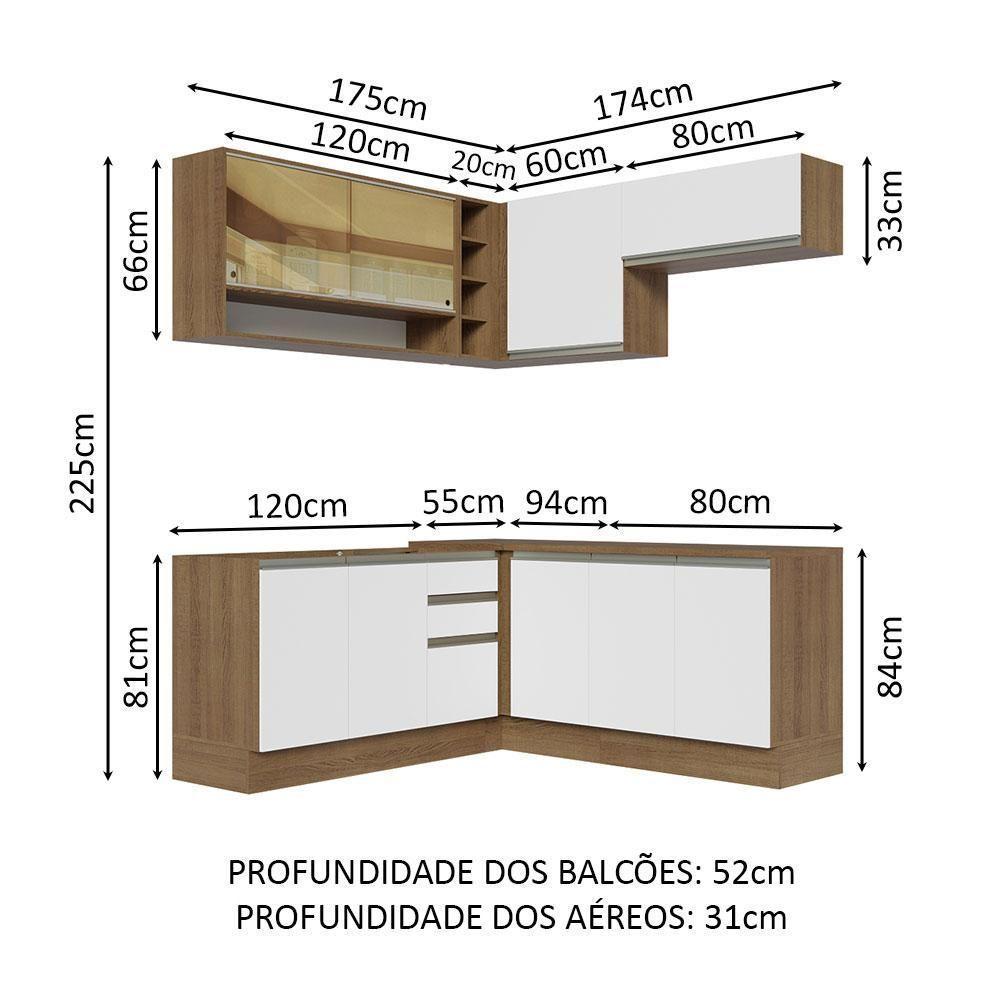 Cozinha Completa 349002 Com Armário E Balcão Rustic/Branco - 9