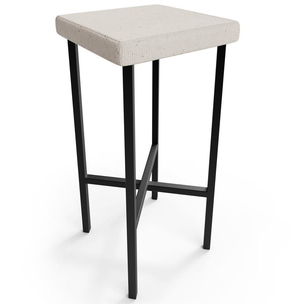 Kit 06 Banquetas Alta Bar Cozinha Sala De Jantar Preto Stella L02 Linho Cru - Lyam Decor - 3