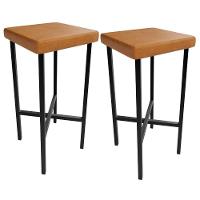 Kit 02 Banquetas Alta Bar Cozinha Sala De Jantar Preto Stella L02 Couríssimo Canela - Lyam Decor - 1