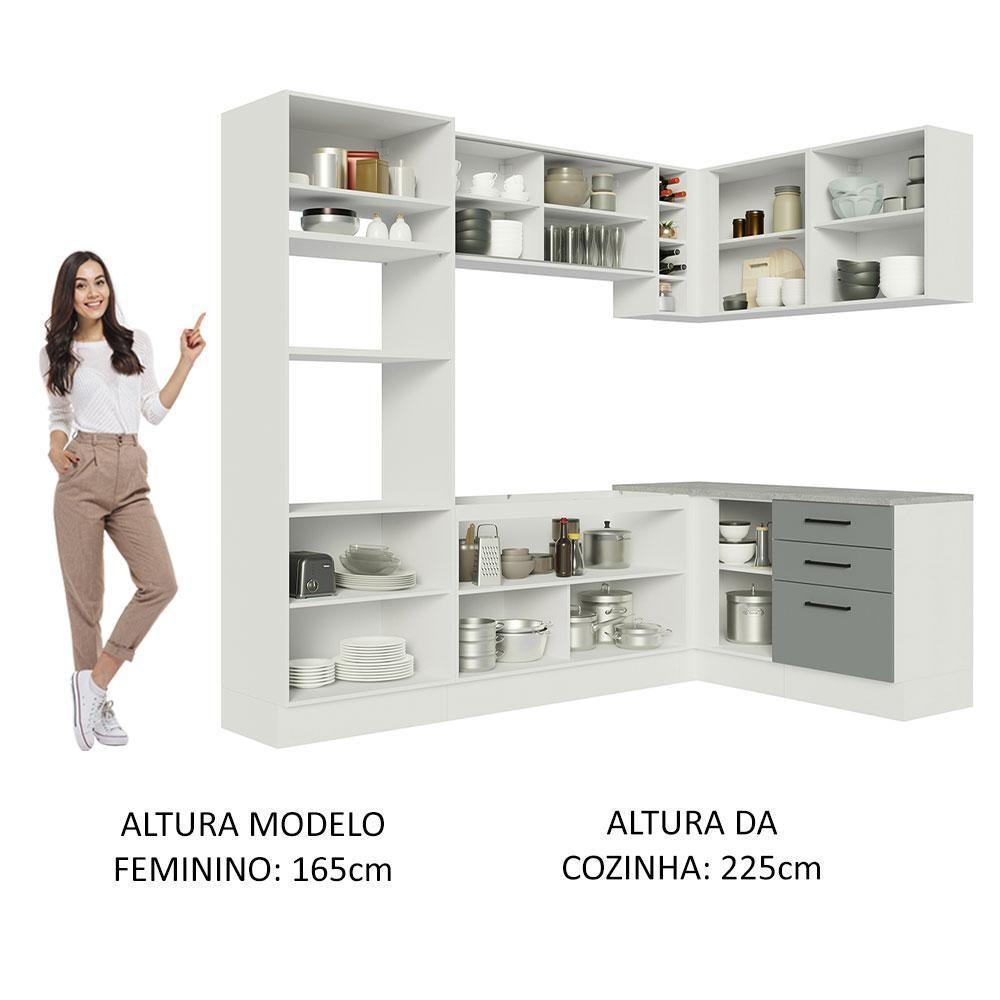 Cozinha Completa 399001 Com Armário E Balcão Branco/Cinza - 7