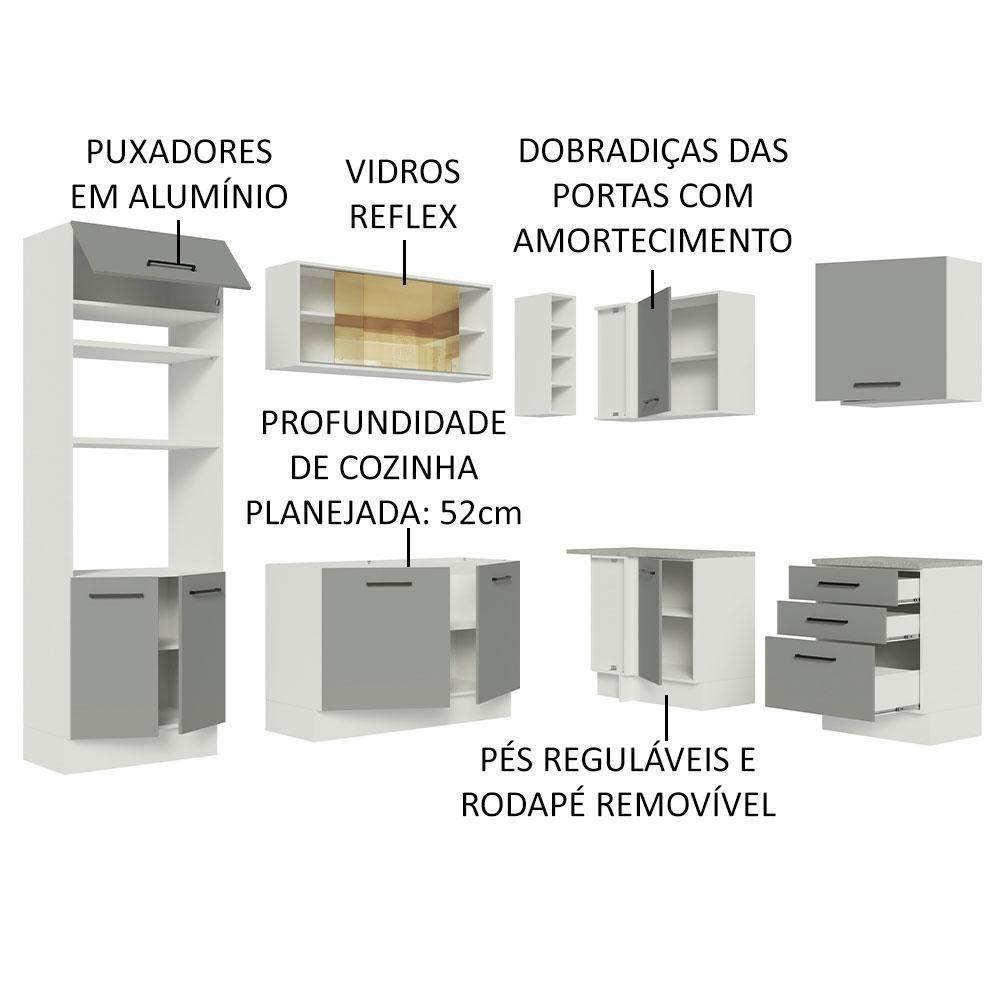 Cozinha Completa 399001 Com Armário E Balcão Branco/Cinza - 8