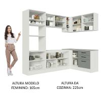 Cozinha Completa 399001 Com Armário E Balcão Branco/Cinza - 7