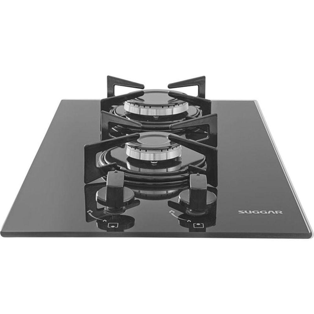 Fogão De Mesa Cooktop 2 Bocas Vidro Preto À Gás Suggar FG2002VP Bivolt - 4