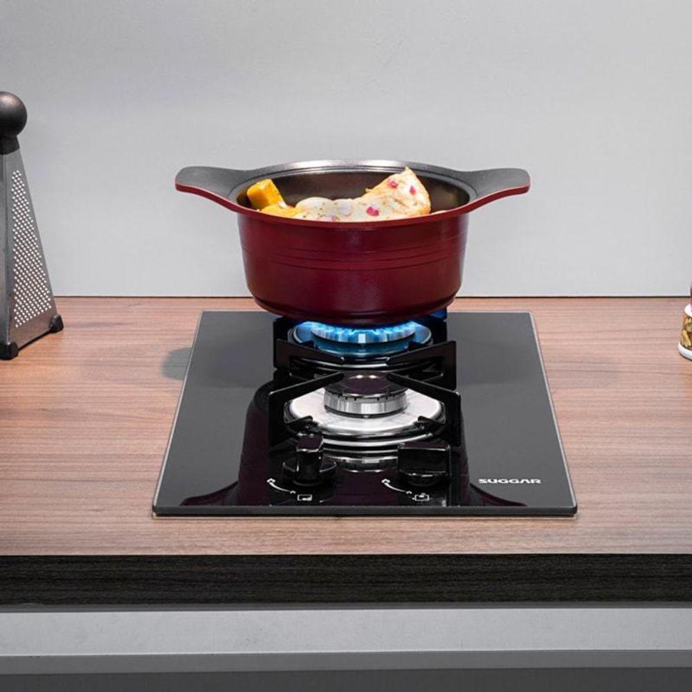 Fogão De Mesa Cooktop 2 Bocas Vidro Preto À Gás Suggar FG2002VP Bivolt - 7