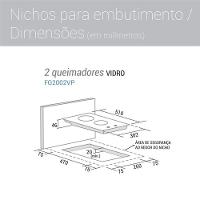 Fogão De Mesa Cooktop 2 Bocas Vidro Preto À Gás Suggar FG2002VP Bivolt - 10