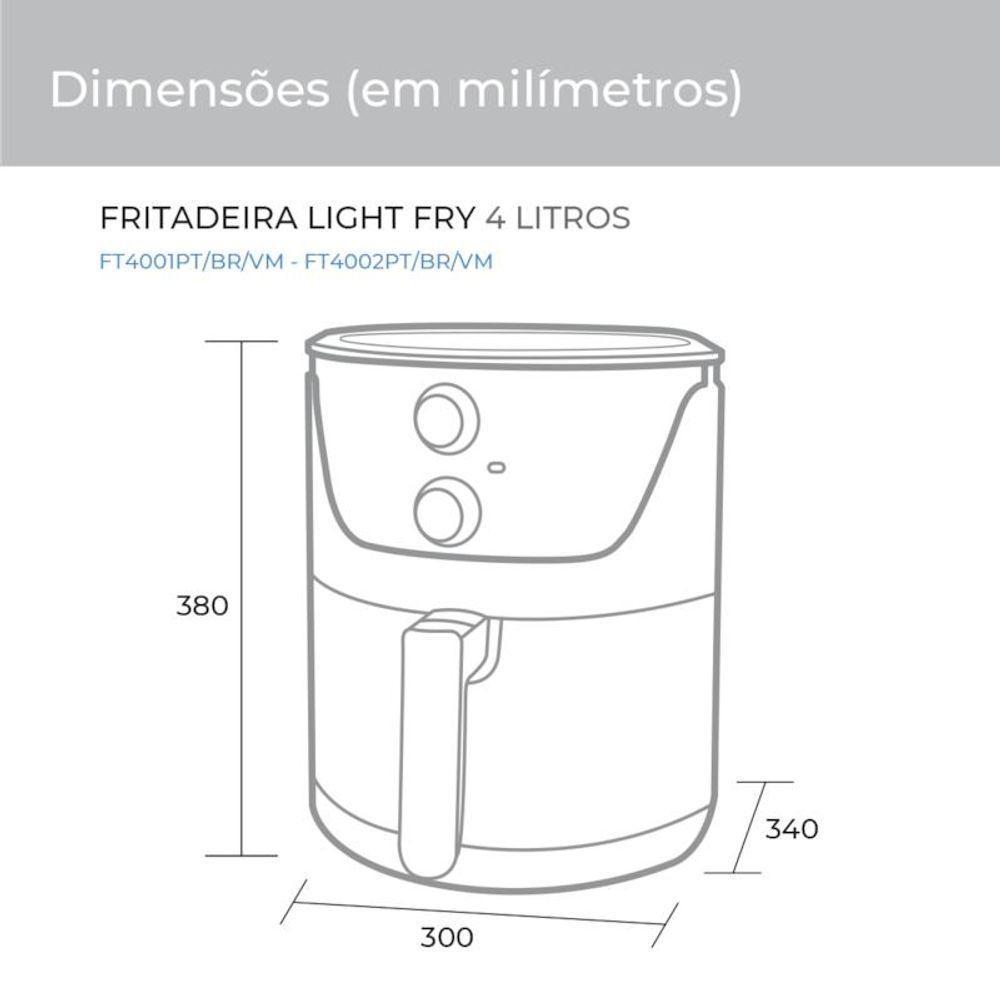 Fritadeira Sem Óleo Light Fry 4 Litros Preta Suggar 110V - 10