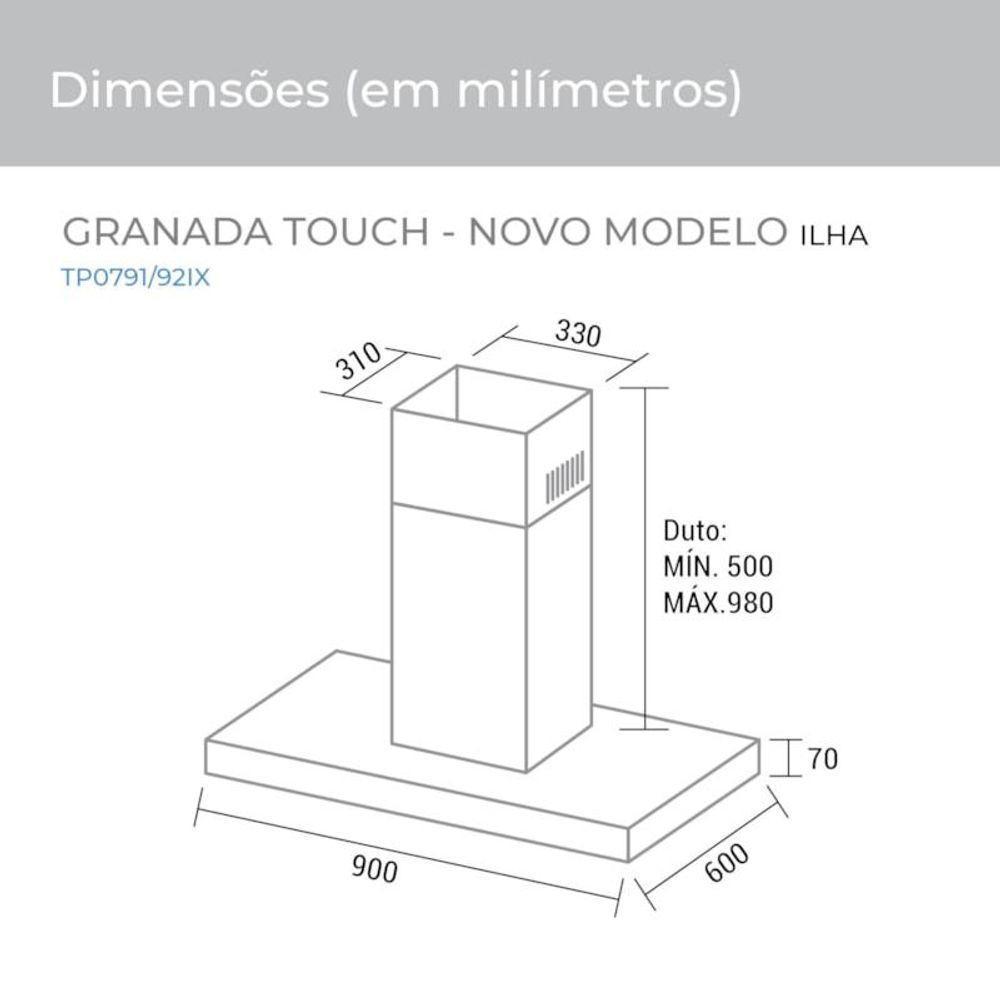Coifa Ilha Granada 90 Cm Inox Suggar 110V - 2