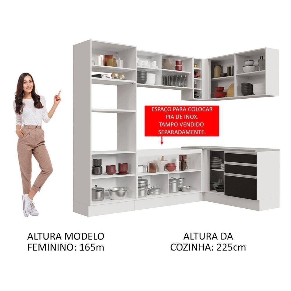 Cozinha Completa 399002 Com Armário E Balcão Branco/Preto - 7