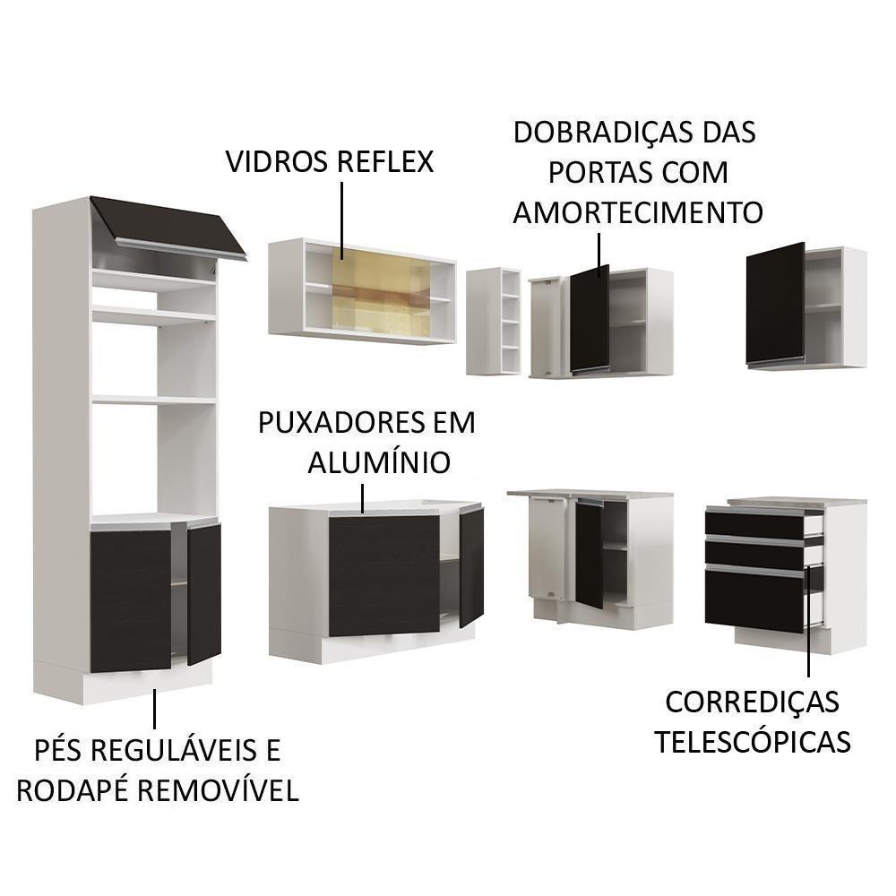 Cozinha Completa 399002 Com Armário E Balcão Branco/Preto - 8