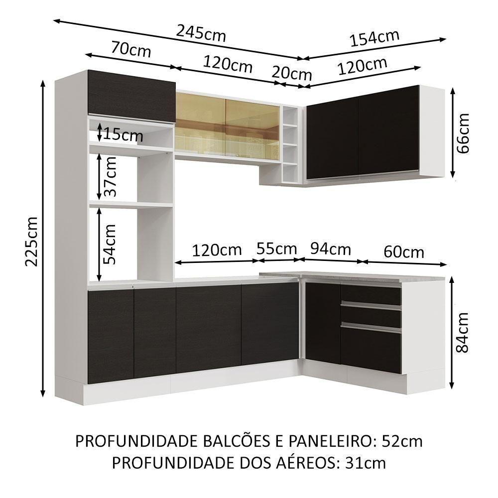Cozinha Completa 399002 Com Armário E Balcão Branco/Preto - 9