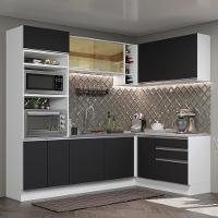 Cozinha Completa 399002 Com Armário E Balcão Branco/Preto - 1