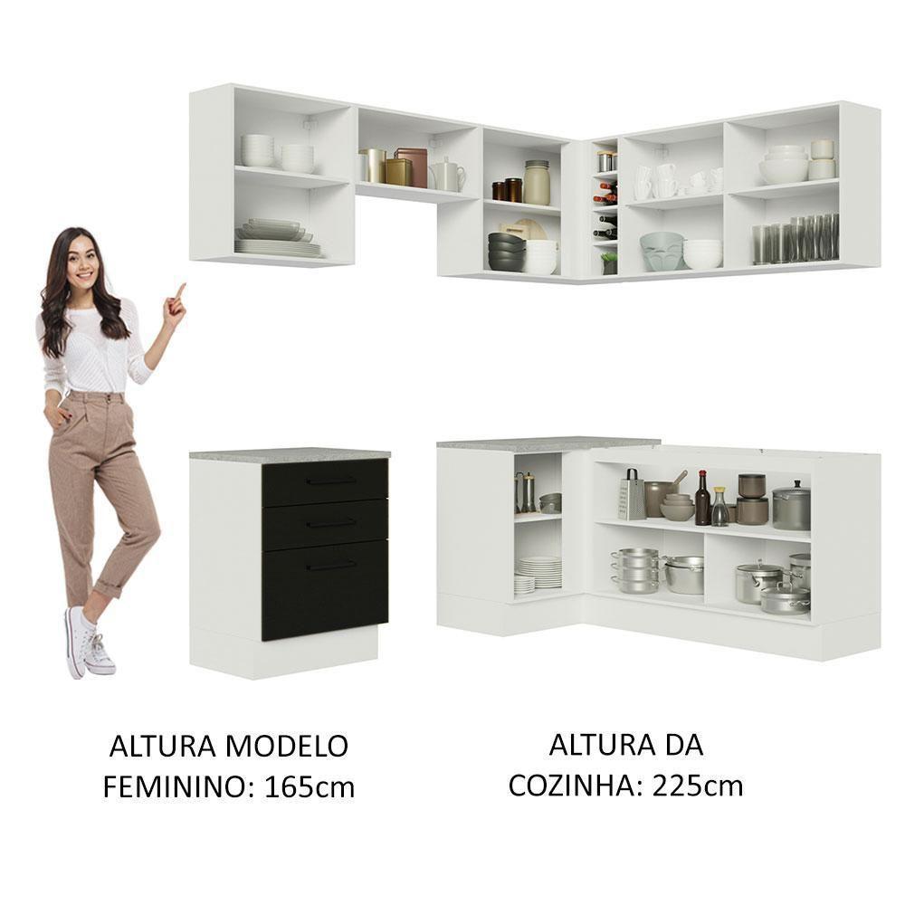 Cozinha Completa 399002 Com Armário E Balcão Branco/Preto - 7