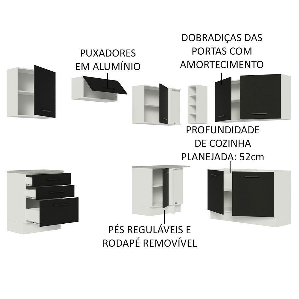Cozinha Completa 399002 Com Armário E Balcão Branco/Preto - 8