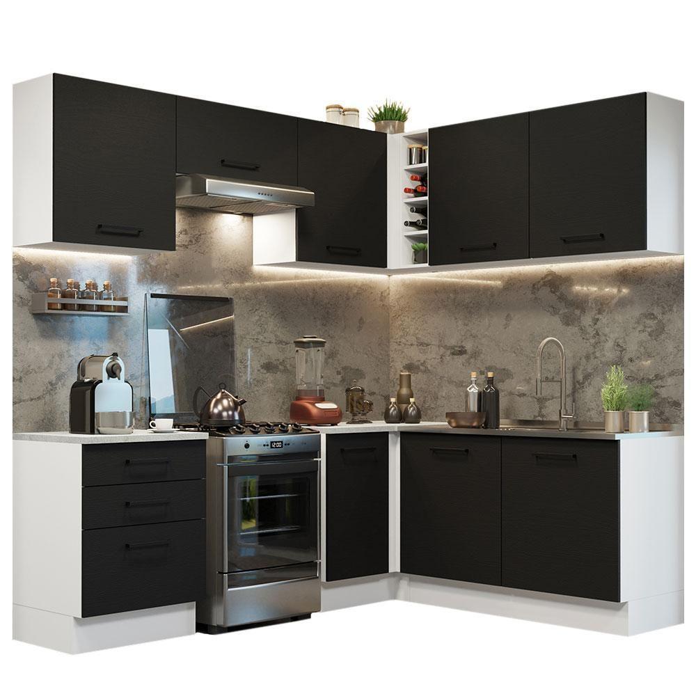 Cozinha Completa 399002 Com Armário E Balcão Branco/Preto - 10