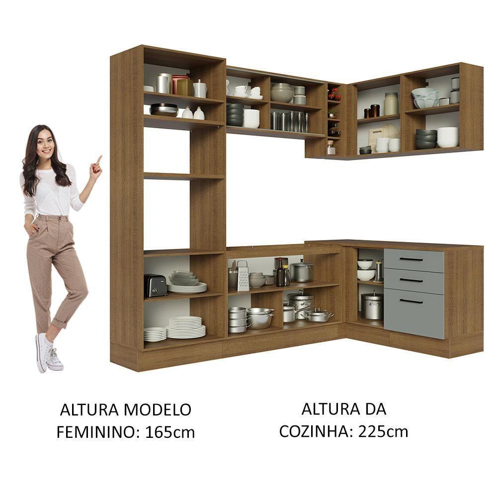 Cozinha Completa 399001 Com Armário E Balcão Rustic/Cinza - 7