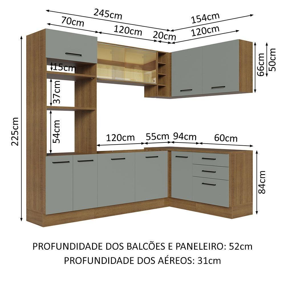 Cozinha Completa 399001 Com Armário E Balcão Rustic/Cinza - 9